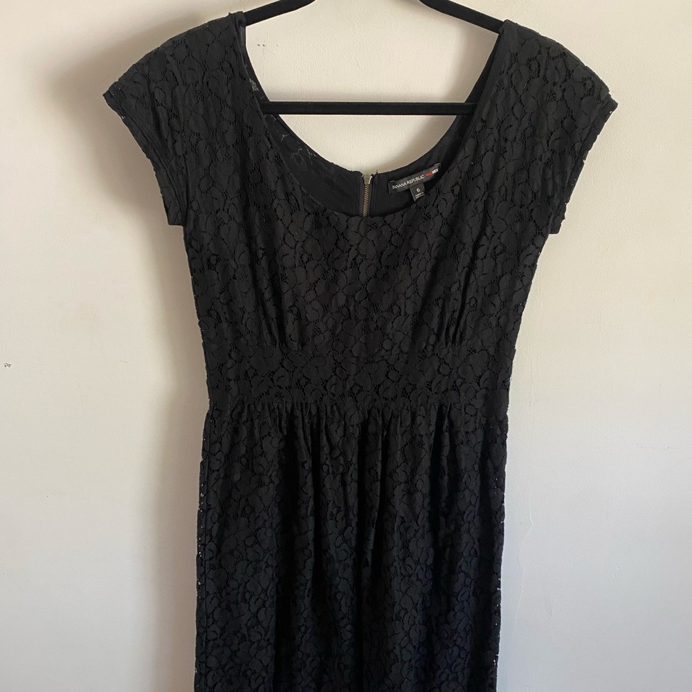 Banana Republic Mad Men Vintage Inspired‎ Black Lace Midi Dress Goth Emo